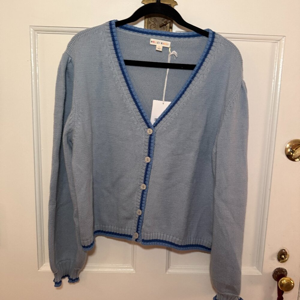 Roller Rabbit Lucien Cardigan, NWT! Size XL, Light Blue!